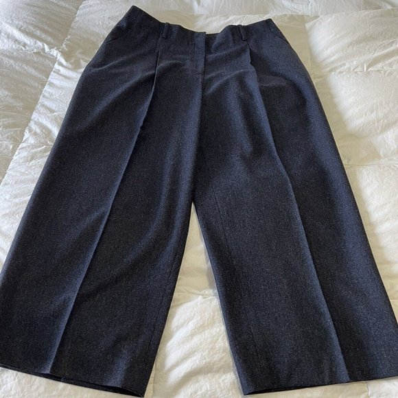 LAFAYETTE 148 Women’s Wide Leg Cropped Trousers~ Wool Dark Blue SZ 8.  Brand new - Picture 1 of 8